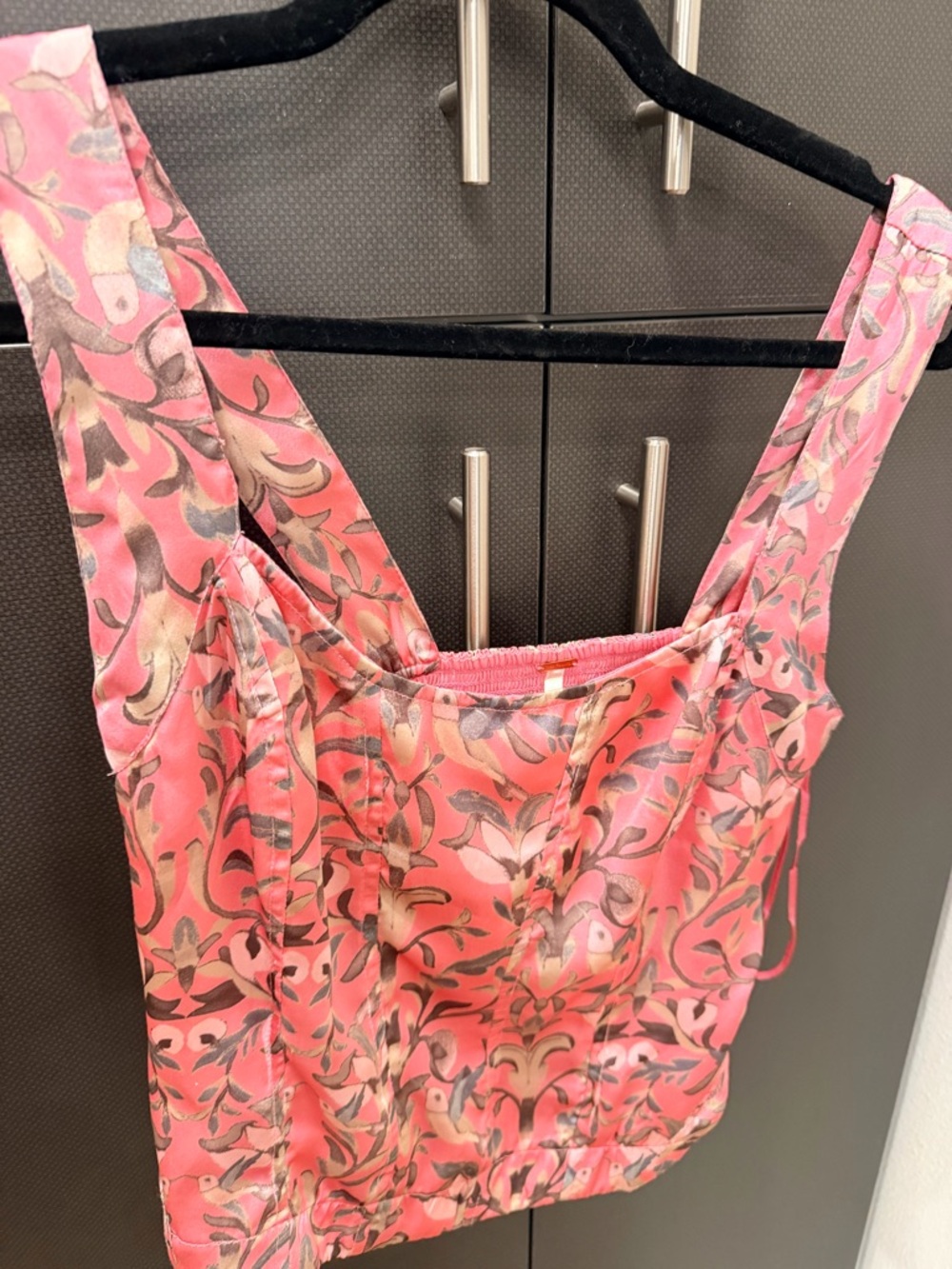 Free People Pink Floral Satin Tank Top - Picture 1 of 3